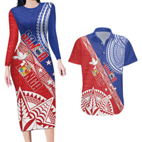 Tonga and Samoa Rugby Custom Couples Matching Long Sleeve Bodycon Dress and Hawaiian Shirt Ikale Tahi Manu Samoa Together - Polynesian Pride