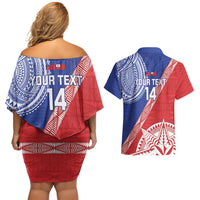 Tonga and Samoa Rugby Custom Couples Matching Off Shoulder Short Dress and Hawaiian Shirt Ikale Tahi Manu Samoa Together - Polynesian Pride
