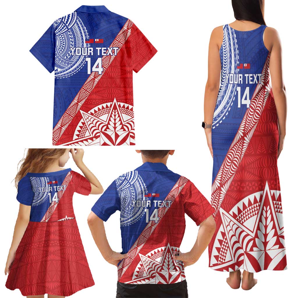 Tonga and Samoa Rugby Custom Family Matching Tank Maxi Dress and Hawaiian Shirt Ikale Tahi Manu Samoa Together - Polynesian Pride