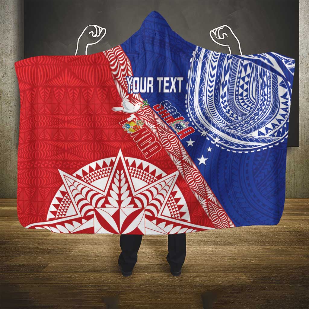 Tonga and Samoa Rugby Custom Hooded Blanket Ikale Tahi Manu Samoa Together - Polynesian Pride