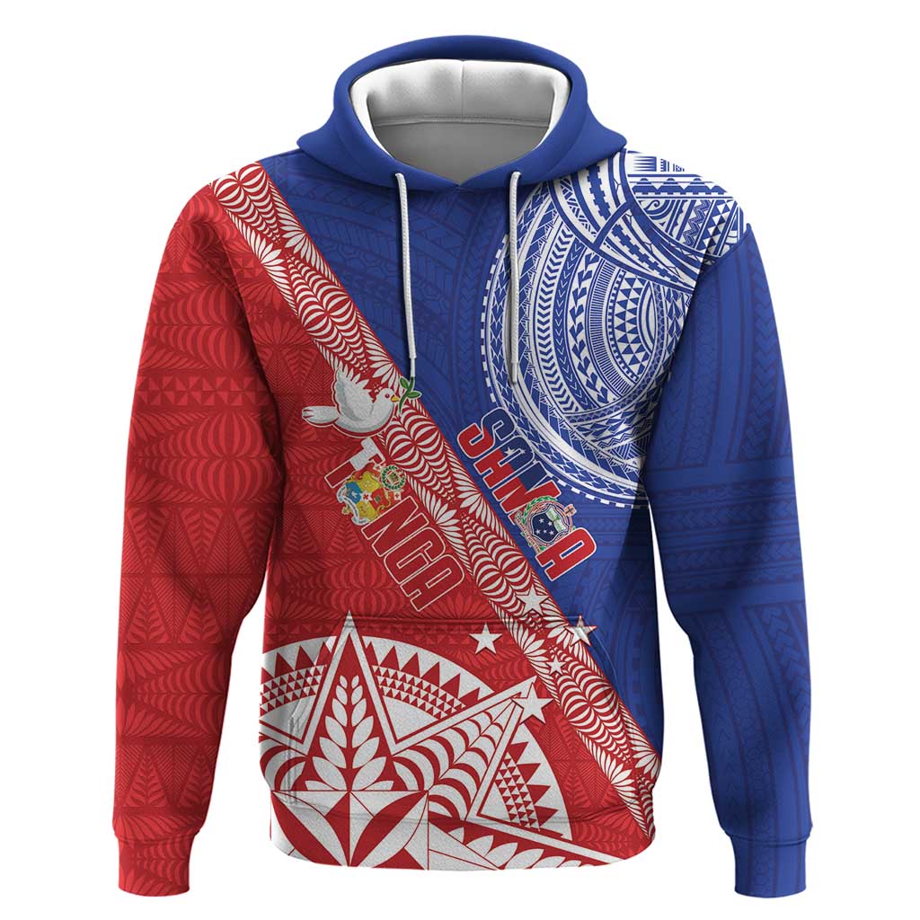 Tonga and Samoa Rugby Custom Hoodie Ikale Tahi Manu Samoa Together - Polynesian Pride