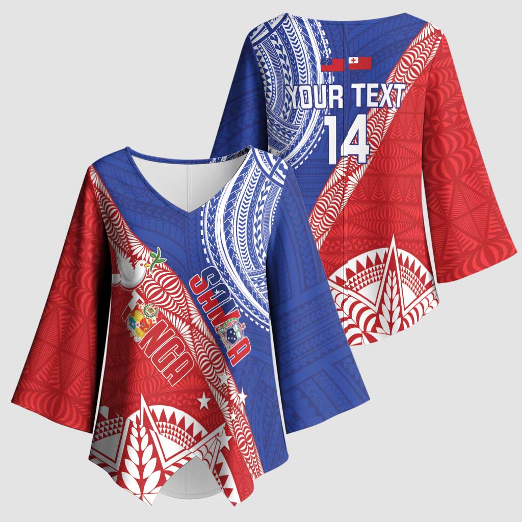 Tonga and Samoa Rugby Custom Kimono Sleeve Blouse Ikale Tahi Manu Samoa Together - Polynesian Pride