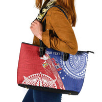 Tonga and Samoa Rugby Custom Leather Tote Bag Ikale Tahi Manu Samoa Together - Polynesian Pride