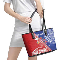 Tonga and Samoa Rugby Custom Leather Tote Bag Ikale Tahi Manu Samoa Together - Polynesian Pride
