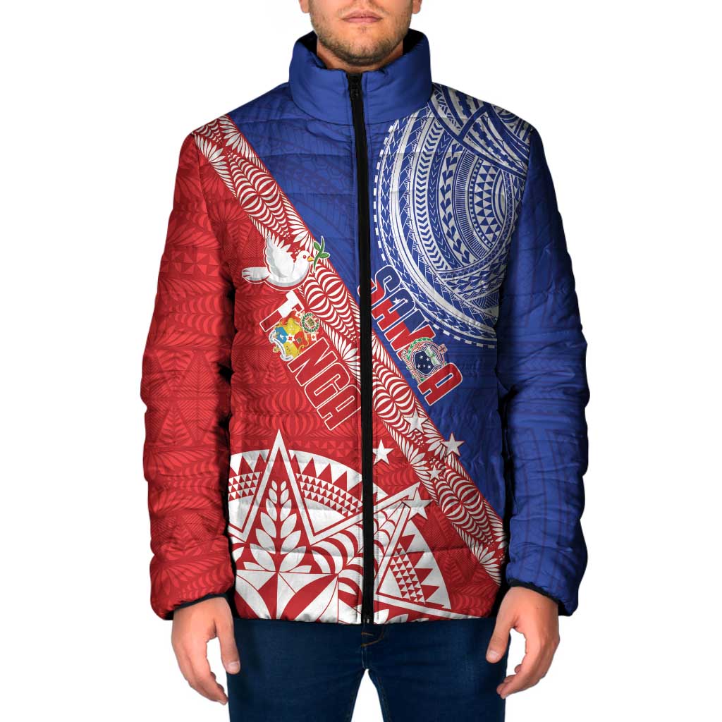 Tonga and Samoa Rugby Custom Padded Jacket Ikale Tahi Manu Samoa Together - Polynesian Pride