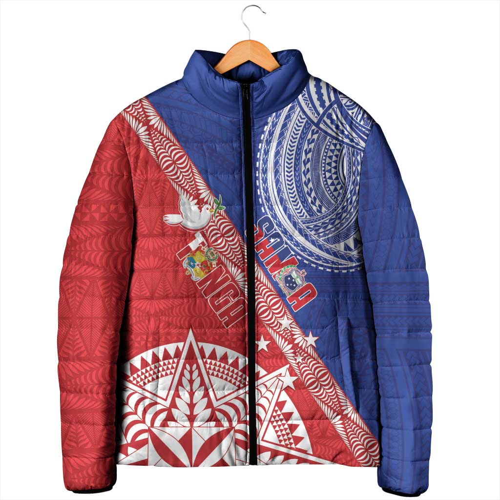 Tonga and Samoa Rugby Custom Padded Jacket Ikale Tahi Manu Samoa Together - Polynesian Pride