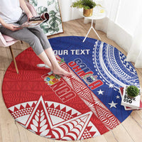 Tonga and Samoa Rugby Custom Round Carpet Ikale Tahi Manu Samoa Together - Polynesian Pride