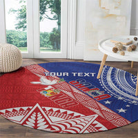 Tonga and Samoa Rugby Custom Round Carpet Ikale Tahi Manu Samoa Together - Polynesian Pride