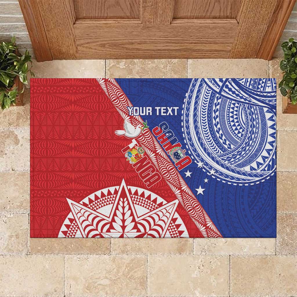 Tonga and Samoa Rugby Custom Rubber Doormat Ikale Tahi Manu Samoa Together - Polynesian Pride
