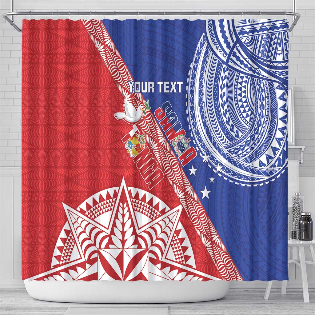 Tonga and Samoa Rugby Custom Shower Curtain Ikale Tahi Manu Samoa Together - Polynesian Pride