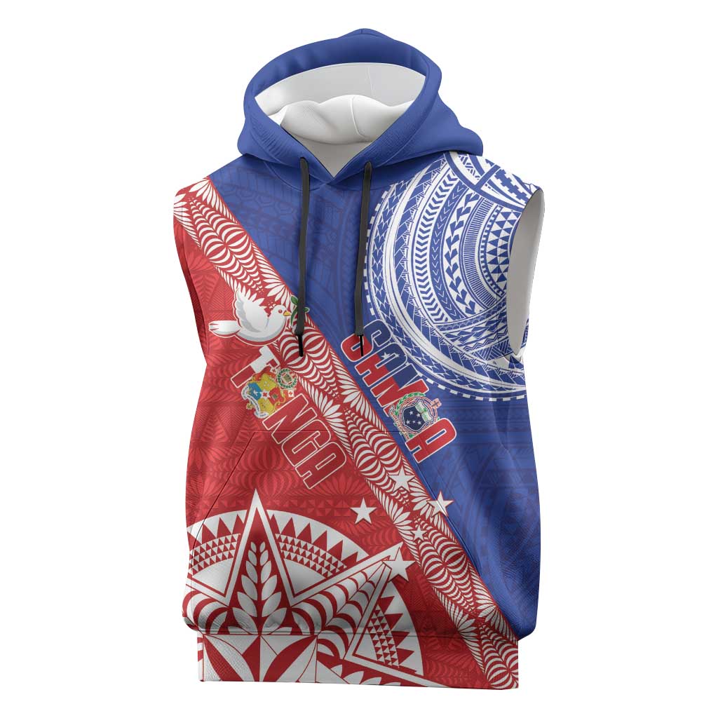 Tonga and Samoa Rugby Custom Sleeveless Hoodie Ikale Tahi Manu Samoa Together - Polynesian Pride