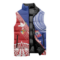 Tonga and Samoa Rugby Custom Sleeveless Puffer Jacket Ikale Tahi Manu Samoa Together - Polynesian Pride