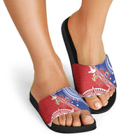 Tonga and Samoa Rugby Custom Slide Sandals Ikale Tahi Manu Samoa Together - Polynesian Pride