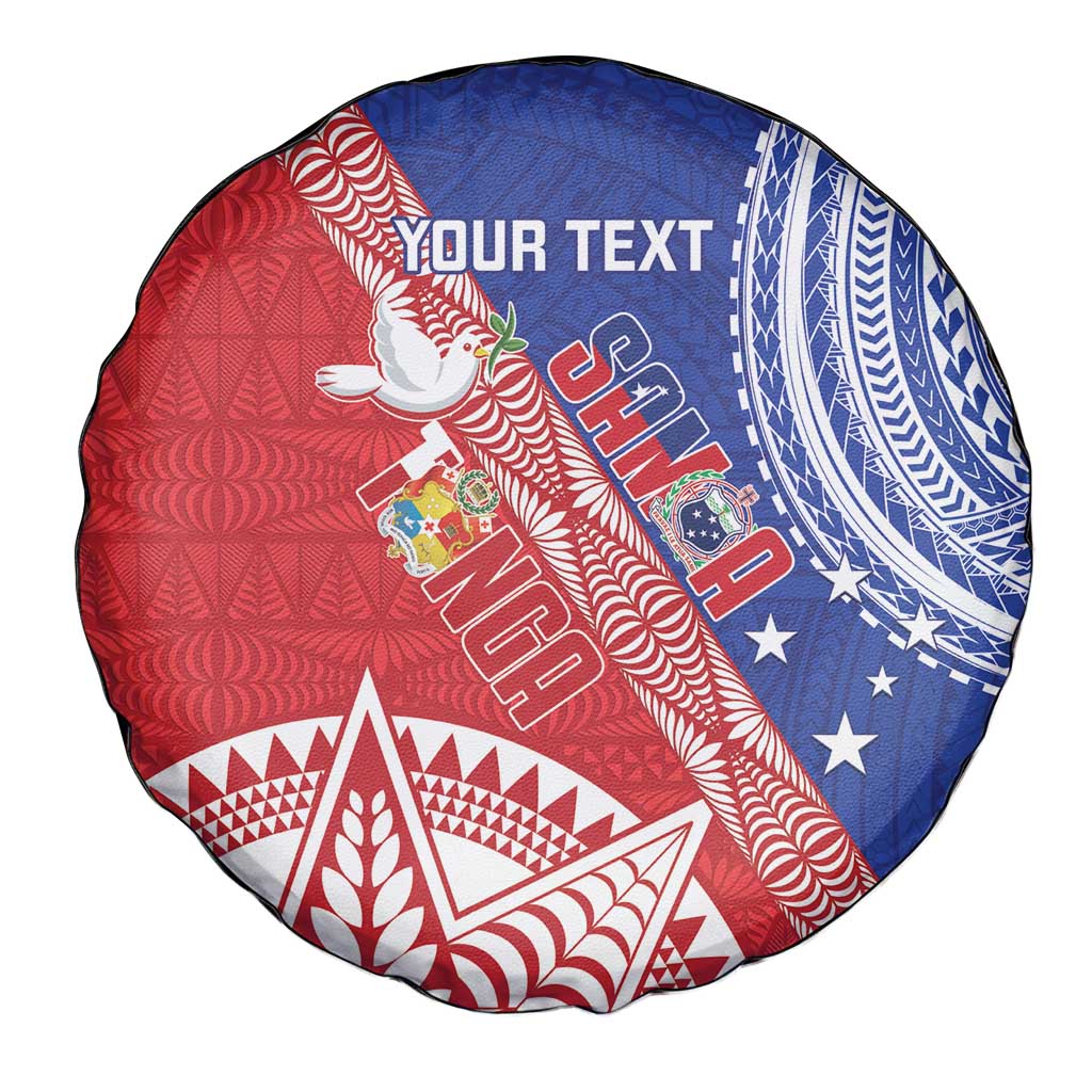 Tonga and Samoa Rugby Custom Spare Tire Cover Ikale Tahi Manu Samoa Together - Polynesian Pride