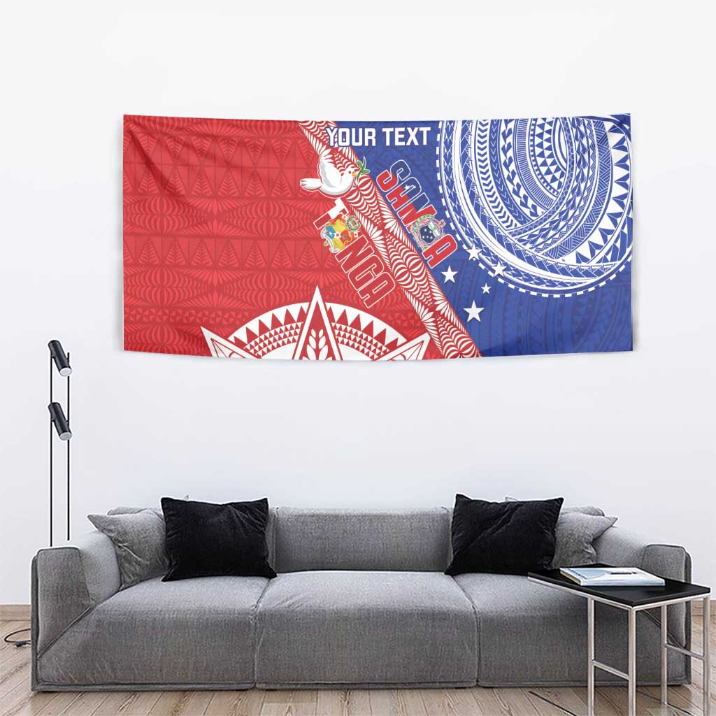 Tonga and Samoa Rugby Custom Tapestry Ikale Tahi Manu Samoa Together - Polynesian Pride