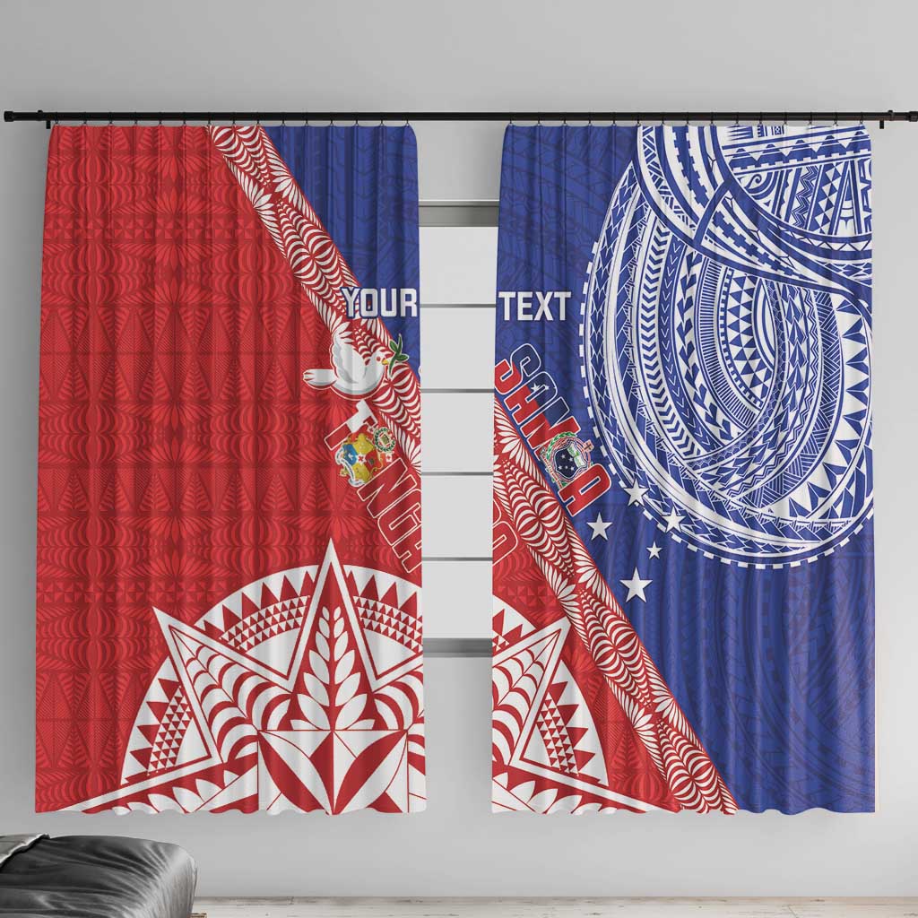 Tonga and Samoa Rugby Custom Window Curtain Ikale Tahi Manu Samoa Together - Polynesian Pride