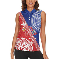 Tonga and Samoa Rugby Custom Women Sleeveless Polo Shirt Ikale Tahi Manu Samoa Together - Polynesian Pride