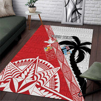 Fiji and Tonga Rugby Custom Area Rug Flying Fijians Ikale Tahi Together Pacific - Polynesian Pride
