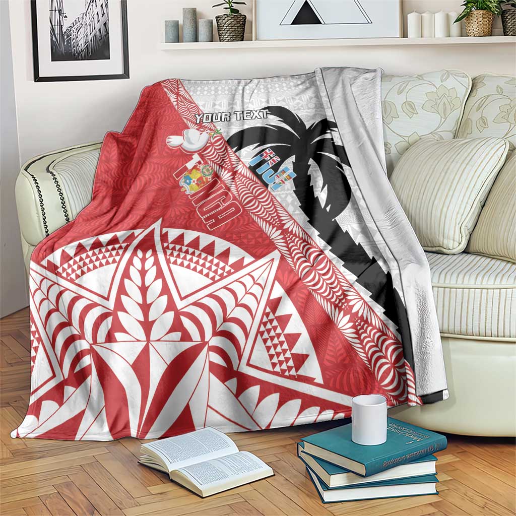 Fiji and Tonga Rugby Custom Blanket Flying Fijians Ikale Tahi Together Pacific - Polynesian Pride