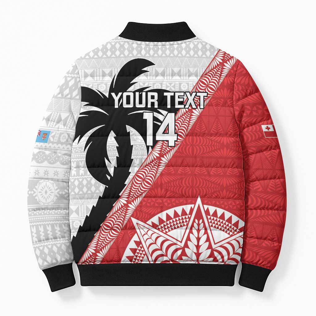 Fiji and Tonga Rugby Custom Bomber Puffer Jacket Flying Fijians Ikale Tahi Together Pacific - Polynesian Pride