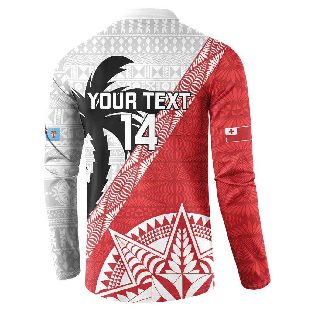 Fiji and Tonga Rugby Custom Button Sweatshirt Flying Fijians Ikale Tahi Together Pacific - Polynesian Pride