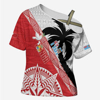 Fiji and Tonga Rugby Custom Cross Shoulder Shirt Flying Fijians Ikale Tahi Together Pacific - Polynesian Pride