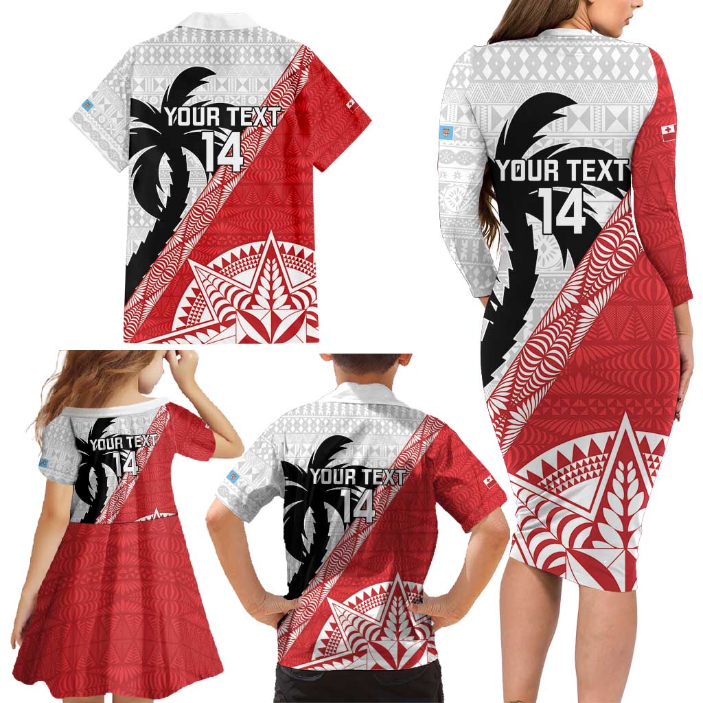 Fiji and Tonga Rugby Custom Family Matching Long Sleeve Bodycon Dress and Hawaiian Shirt Flying Fijians Ikale Tahi Together Pacific - Polynesian Pride