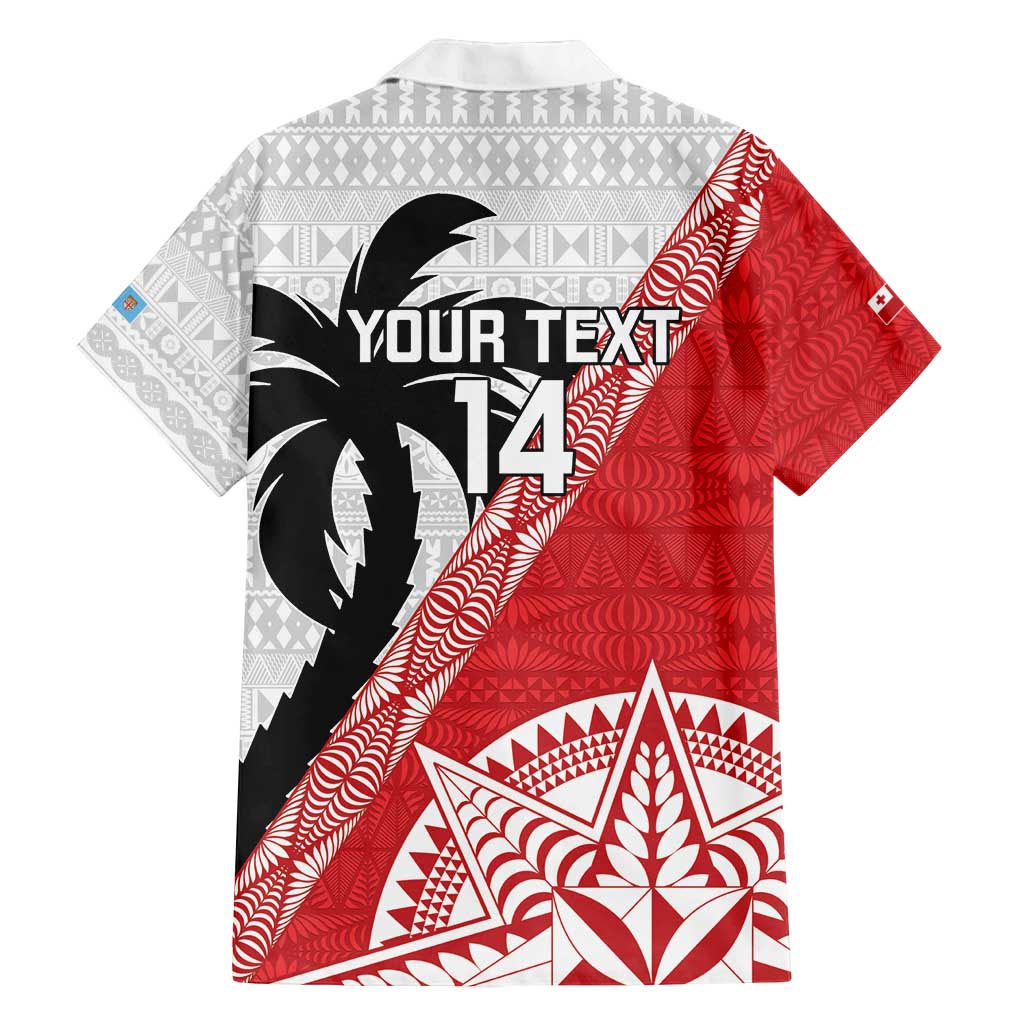 Fiji and Tonga Rugby Custom Family Matching Off Shoulder Short Dress and Hawaiian Shirt Flying Fijians Ikale Tahi Together Pacific - Polynesian Pride