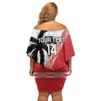 Fiji and Tonga Rugby Custom Family Matching Off Shoulder Short Dress and Hawaiian Shirt Flying Fijians Ikale Tahi Together Pacific - Polynesian Pride