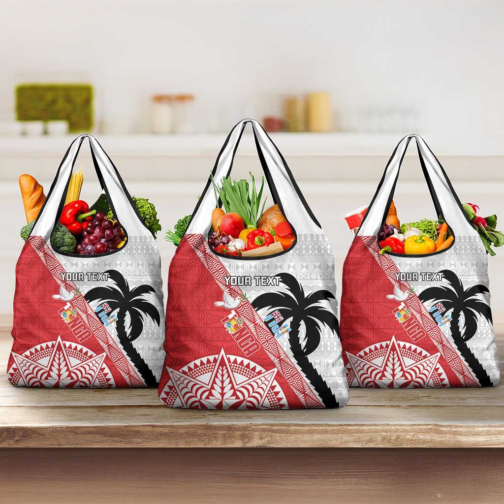 Fiji and Tonga Rugby Custom Grocery Bag Flying Fijians Ikale Tahi Together Pacific - Polynesian Pride