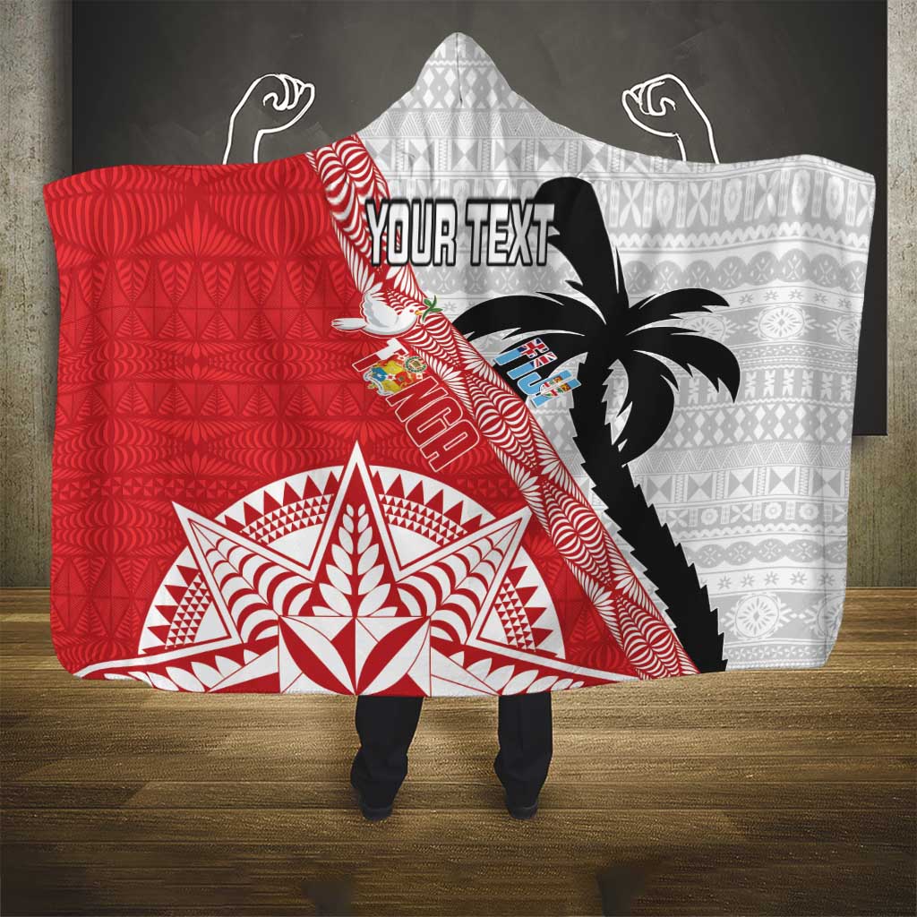 Fiji and Tonga Rugby Custom Hooded Blanket Flying Fijians Ikale Tahi Together Pacific - Polynesian Pride