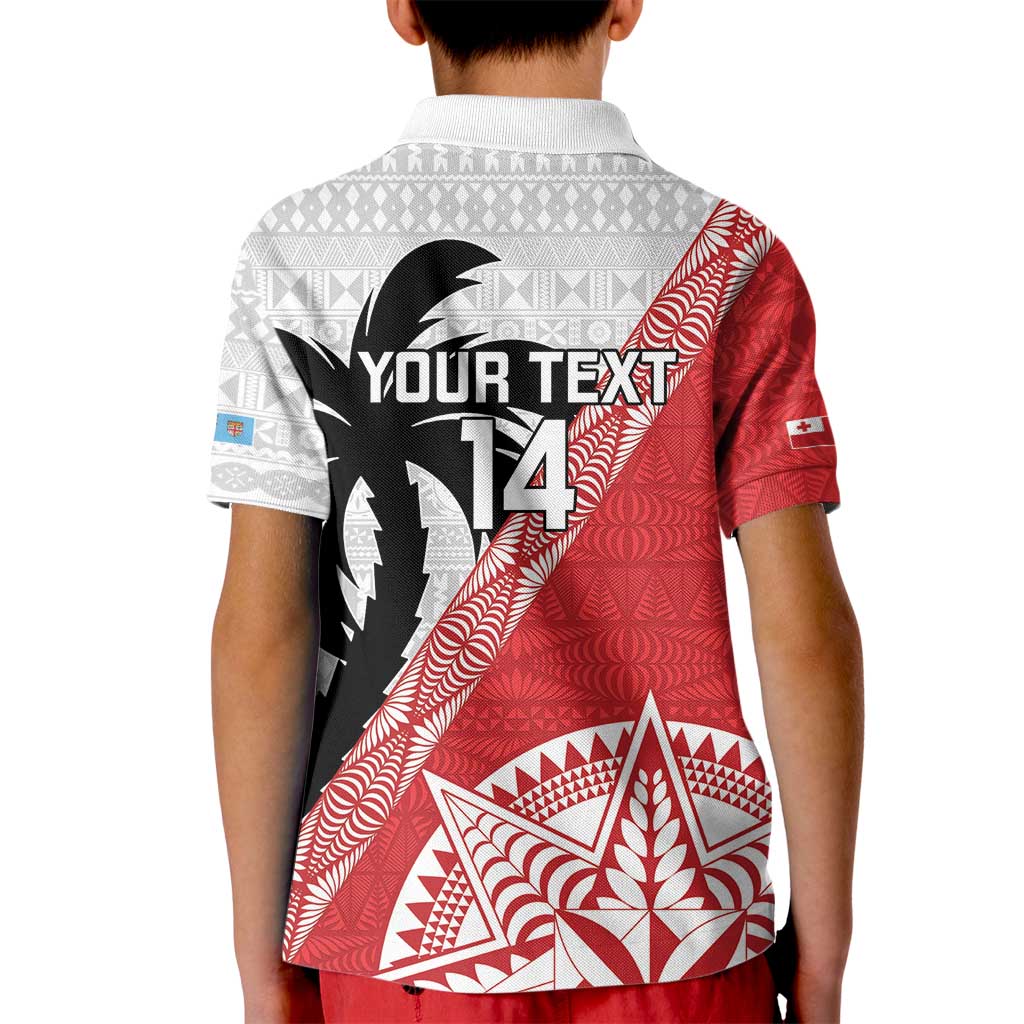 Fiji and Tonga Rugby Custom Kid Polo Shirt Flying Fijians Ikale Tahi Together Pacific - Polynesian Pride