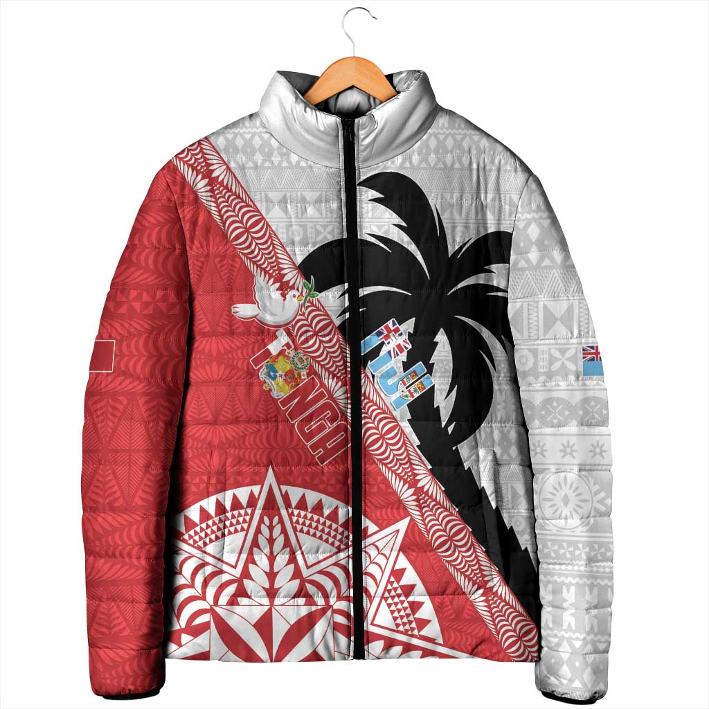 Fiji and Tonga Rugby Custom Padded Jacket Flying Fijians Ikale Tahi Together Pacific - Polynesian Pride