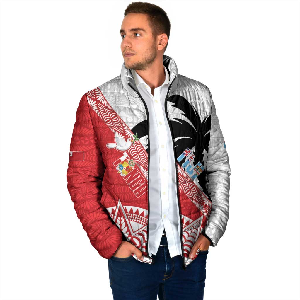 Fiji and Tonga Rugby Custom Padded Jacket Flying Fijians Ikale Tahi Together Pacific - Polynesian Pride