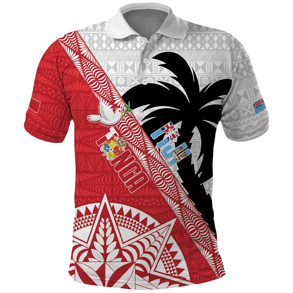 Fiji and Tonga Rugby Custom Polo Shirt Flying Fijians Ikale Tahi Together Pacific - Polynesian Pride
