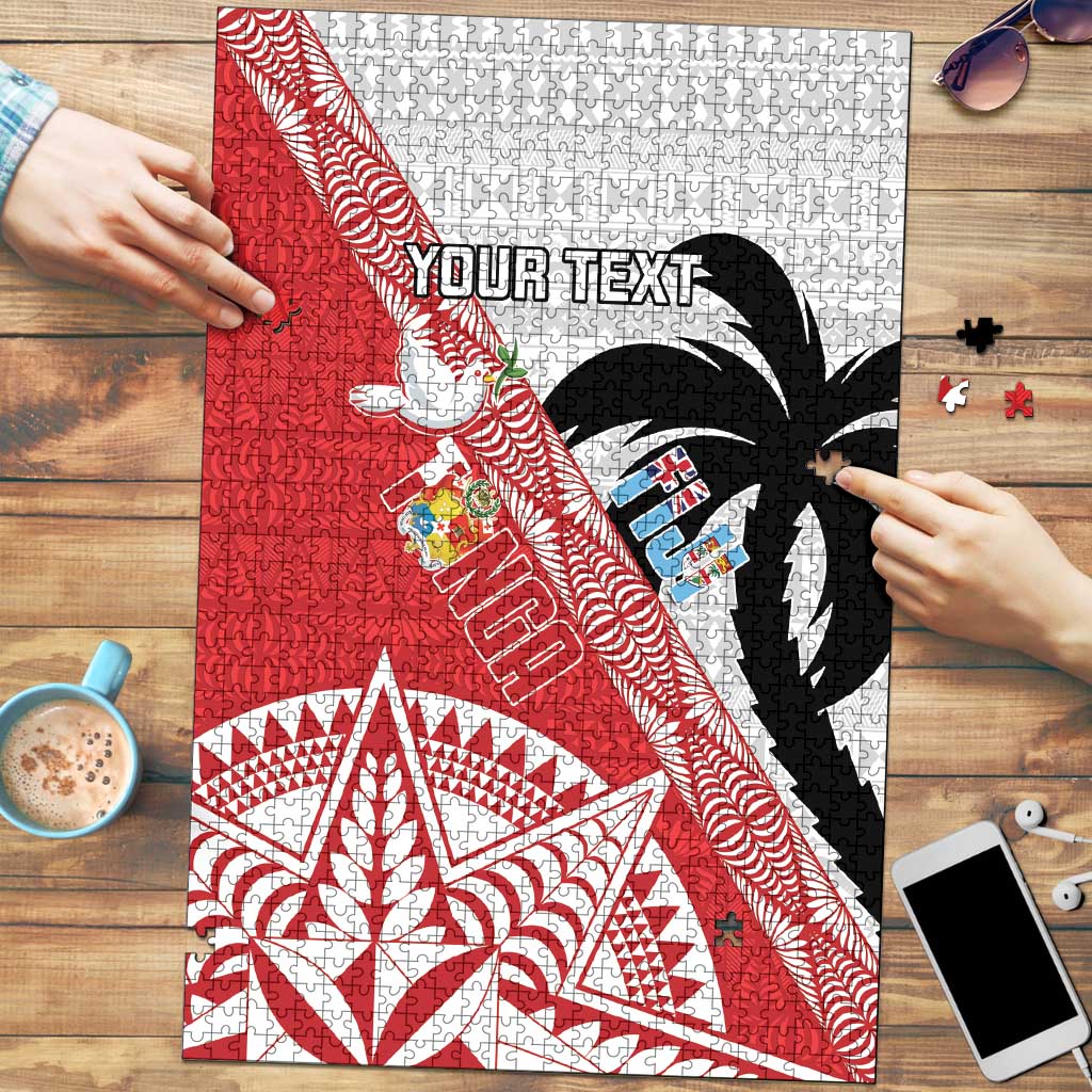 Fiji and Tonga Rugby Custom Puzzle Flying Fijians Ikale Tahi Together Pacific - Polynesian Pride