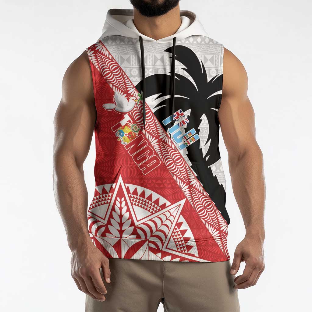 Fiji and Tonga Rugby Custom Sleeveless Hoodie Flying Fijians Ikale Tahi Together Pacific - Polynesian Pride