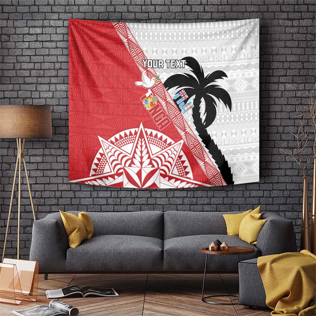Fiji and Tonga Rugby Custom Tapestry Flying Fijians Ikale Tahi Together Pacific - Polynesian Pride