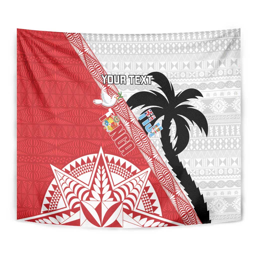 Fiji and Tonga Rugby Custom Tapestry Flying Fijians Ikale Tahi Together Pacific - Polynesian Pride