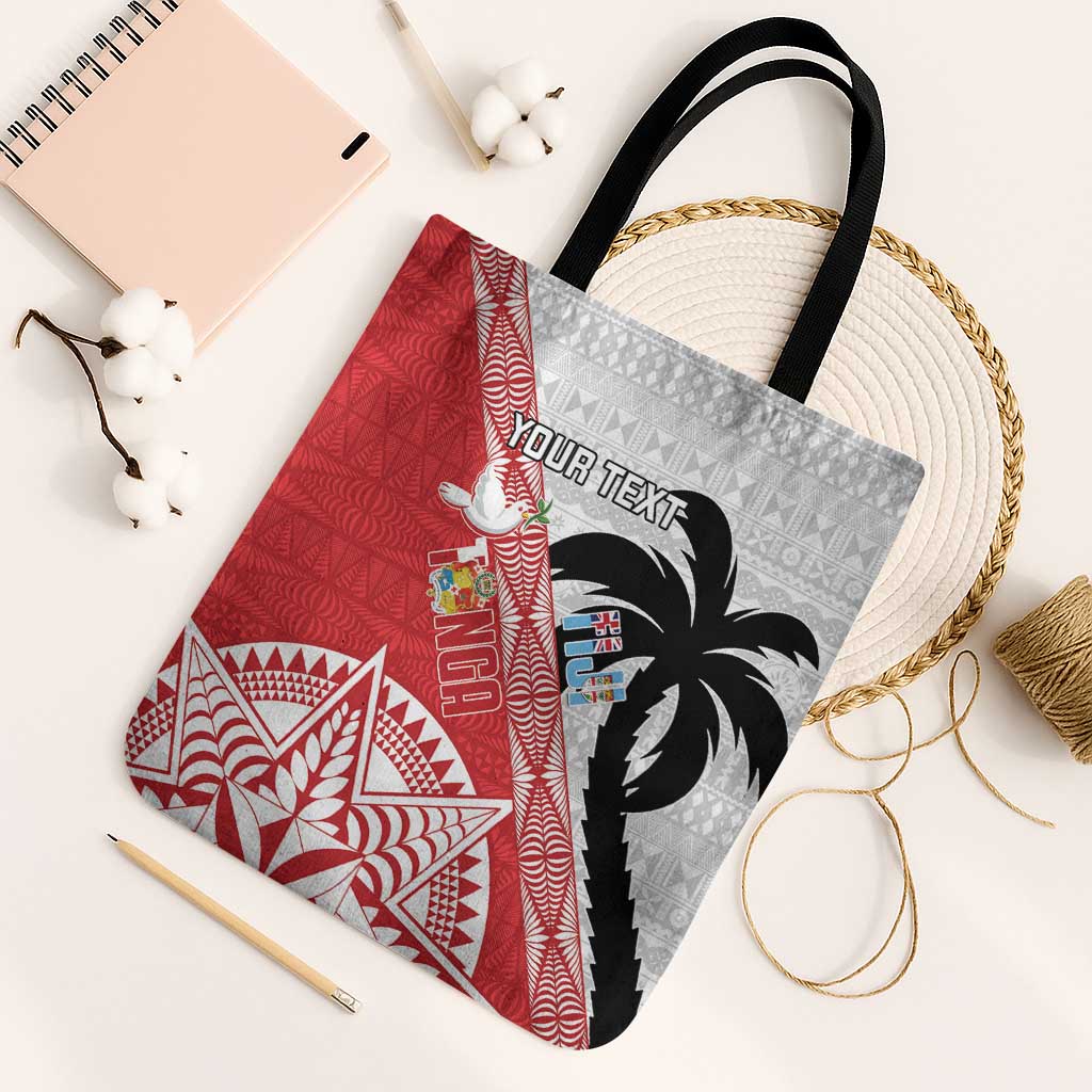 Fiji and Tonga Rugby Custom Tote Bag Flying Fijians Ikale Tahi Together Pacific - Polynesian Pride