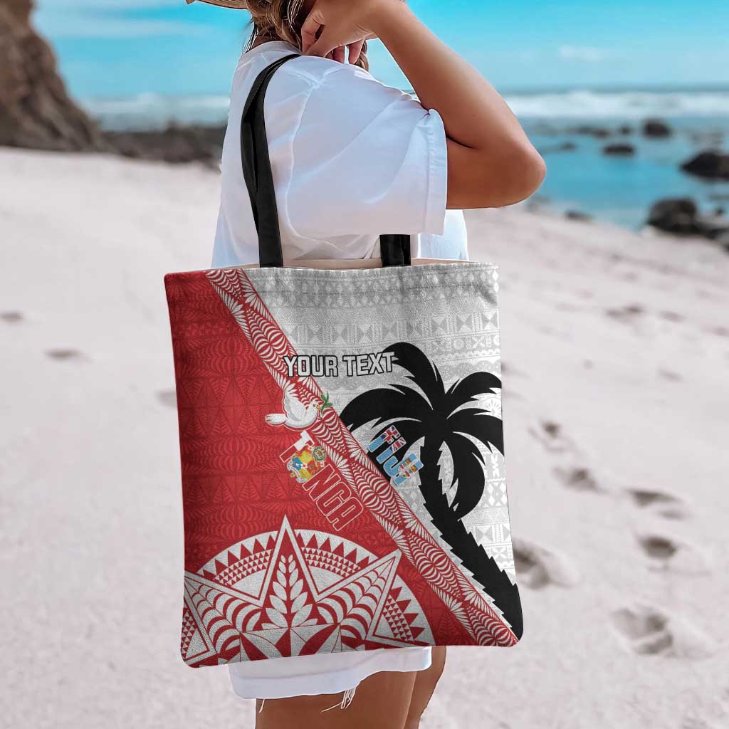 Fiji and Tonga Rugby Custom Tote Bag Flying Fijians Ikale Tahi Together Pacific - Polynesian Pride