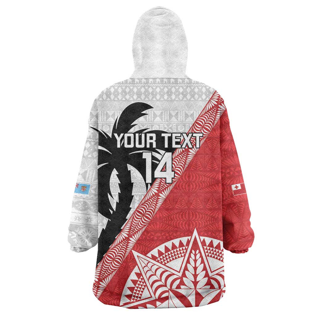 Fiji and Tonga Rugby Custom Wearable Blanket Hoodie Flying Fijians Ikale Tahi Together Pacific - Polynesian Pride