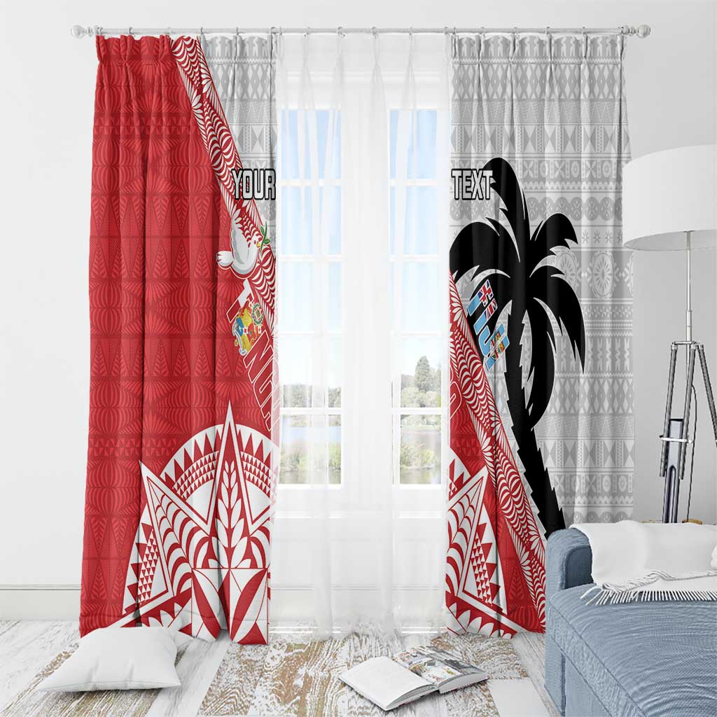 Fiji and Tonga Rugby Custom Window Curtain Flying Fijians Ikale Tahi Together Pacific - Polynesian Pride