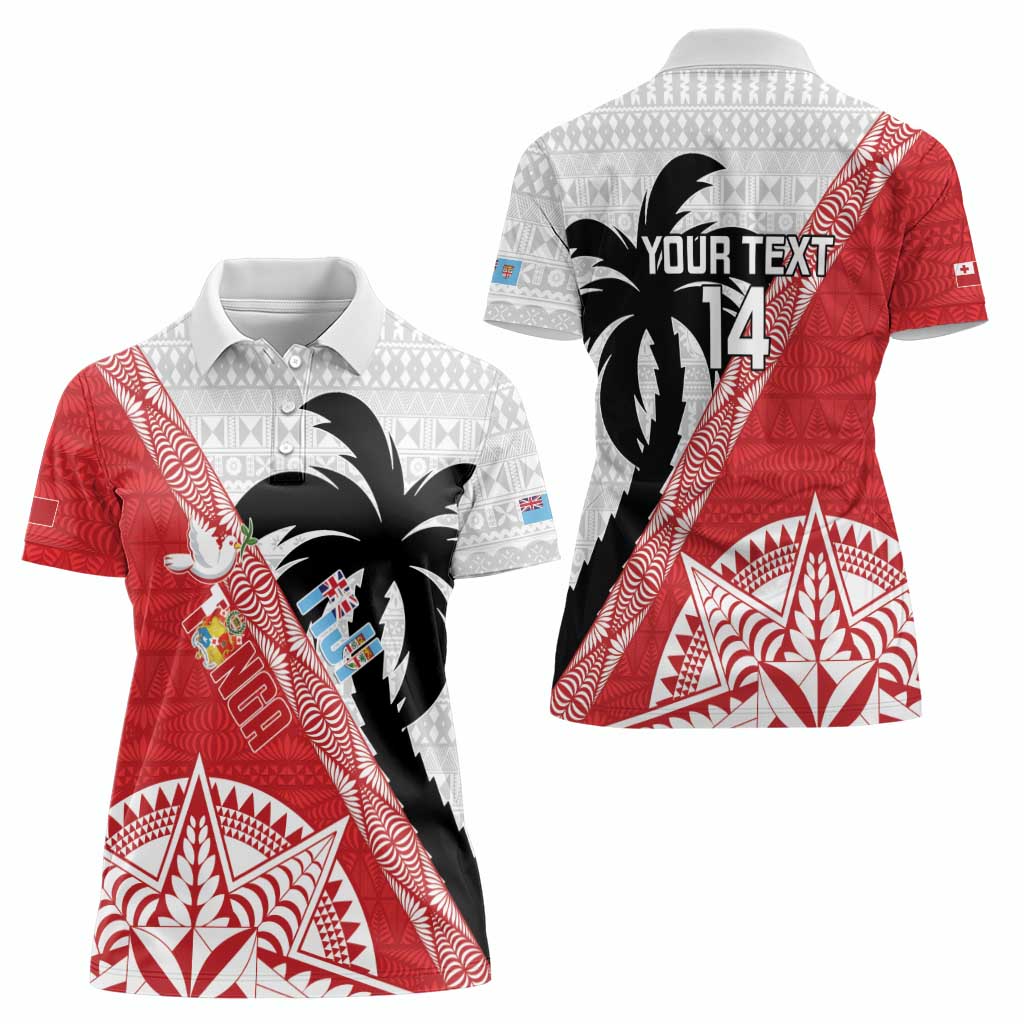 Fiji and Tonga Rugby Custom Women Polo Shirt Flying Fijians Ikale Tahi Together Pacific - Polynesian Pride