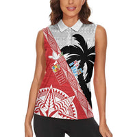 Fiji and Tonga Rugby Custom Women Sleeveless Polo Shirt Flying Fijians Ikale Tahi Together Pacific - Polynesian Pride