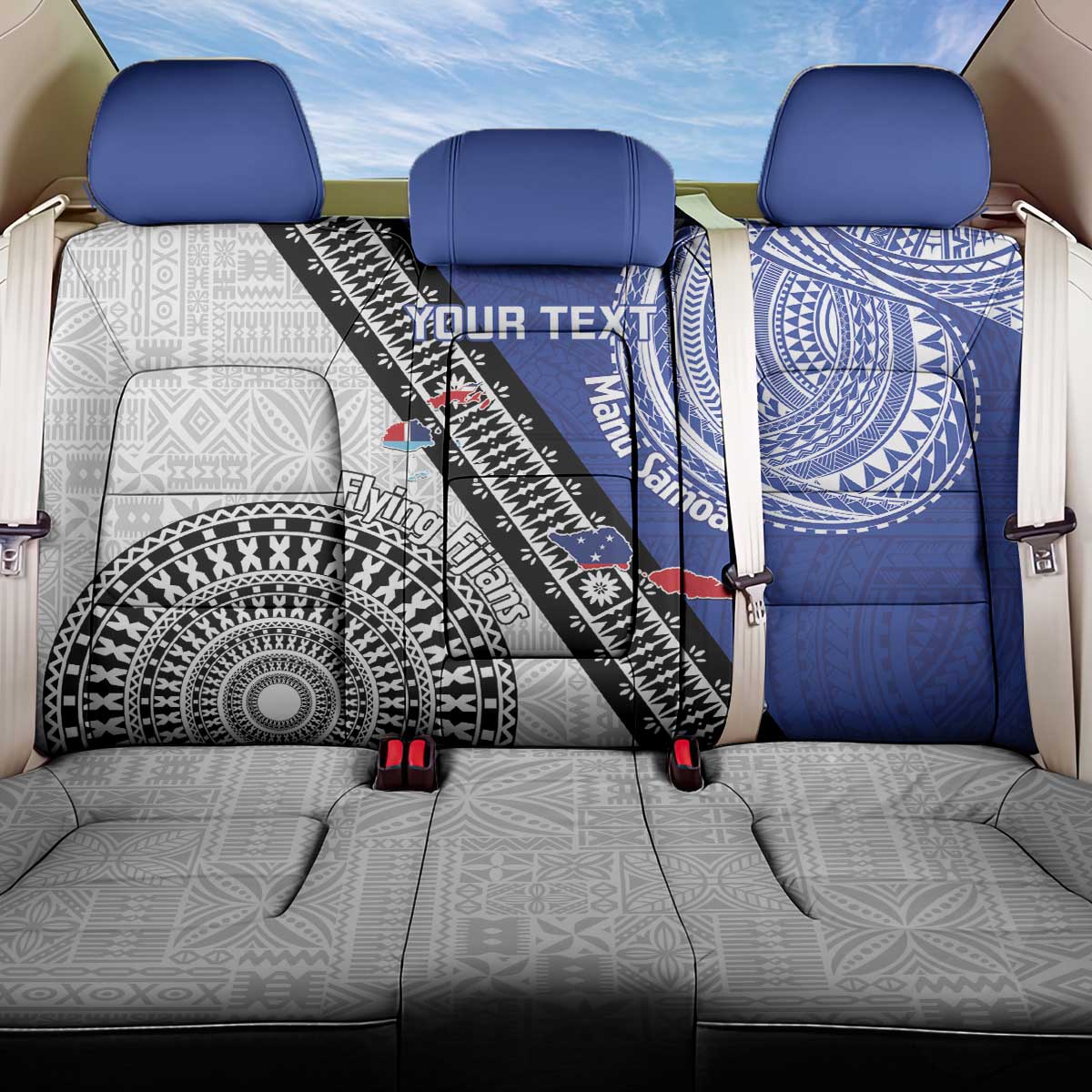 Fiji an Samoa Rugby Custom Back Car Seat Cover Flying Fijians Manu Samoa Together Pacific - Polynesian Pride