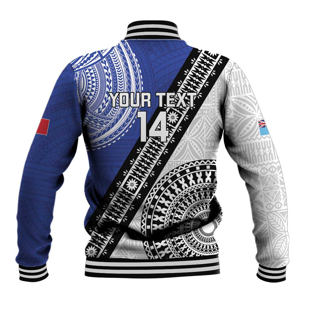 Fiji an Samoa Rugby Custom Baseball Jacket Flying Fijians Manu Samoa Together Pacific LT14 - Polynesian Pride