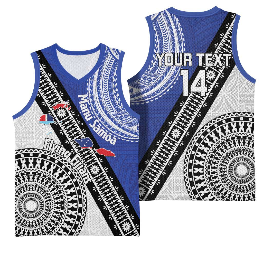 Fiji an Samoa Rugby Custom Basketball Jersey Flying Fijians Manu Samoa Together Pacific LT14 - Polynesian Pride
