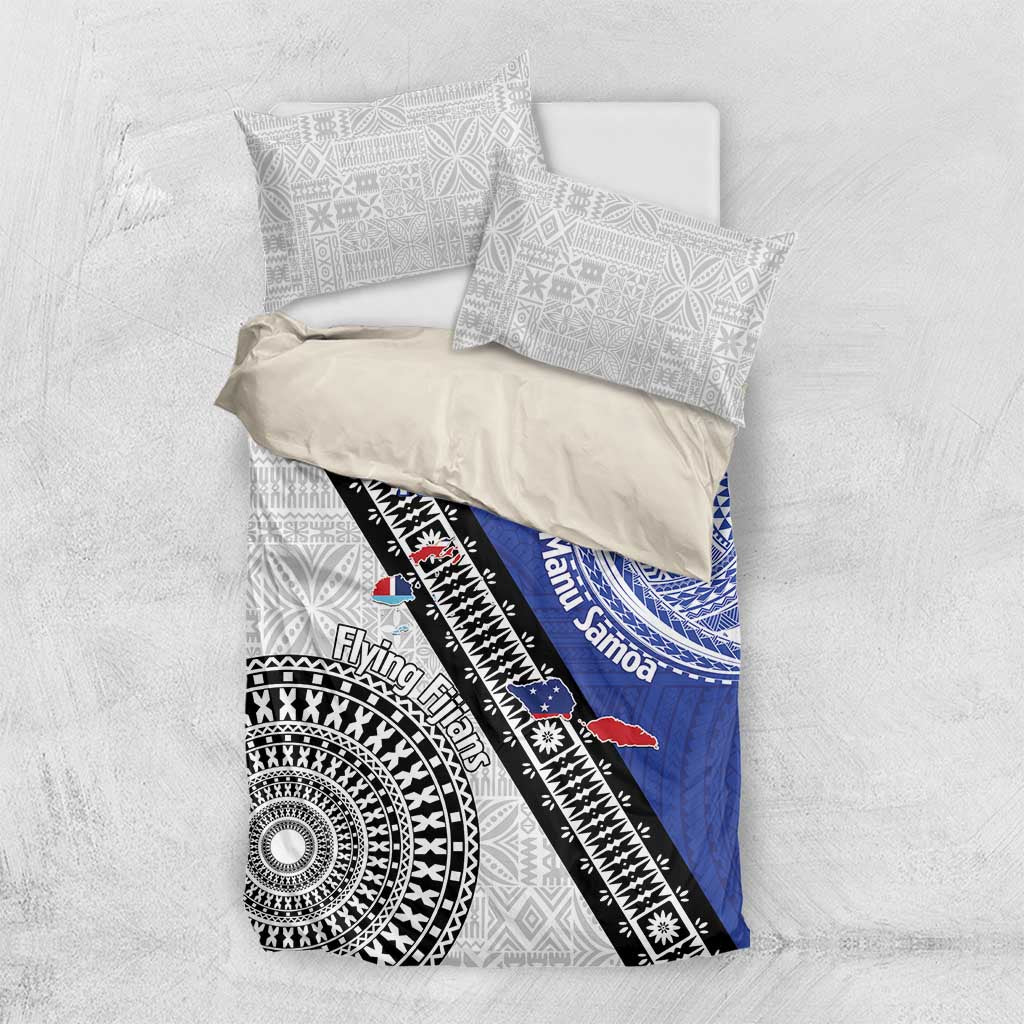 Fiji an Samoa Rugby Custom Bedding Set Flying Fijians Manu Samoa Together Pacific - Polynesian Pride