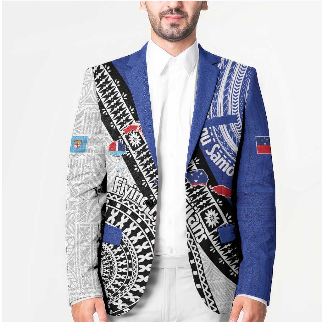 Fiji an Samoa Rugby Custom Blazer Flying Fijians Manu Samoa Together Pacific LT14 - Polynesian Pride